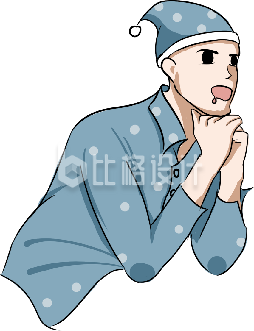 简约穿睡衣男插画