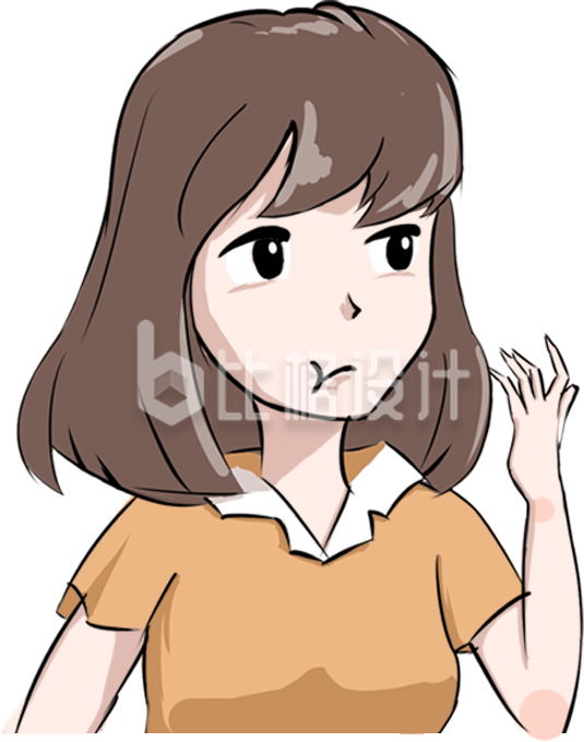 简约卡通生气女孩插画