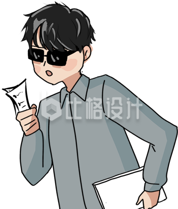 简约卡通戴墨镜男孩插画
