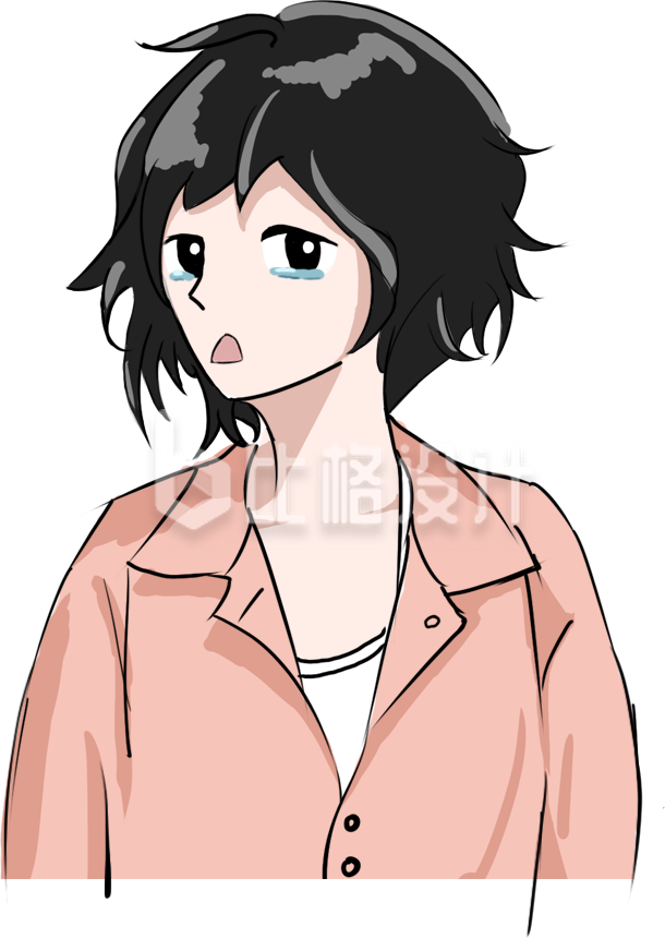 简约卡通难过女孩插画