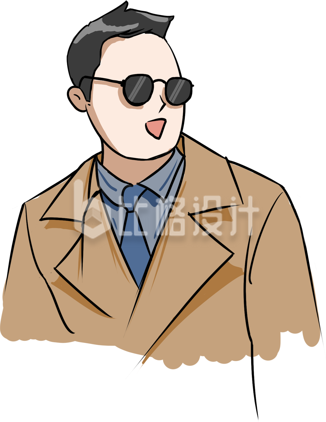 简约卡通戴墨镜男插画