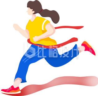 简约卡通跑步小女孩插画 