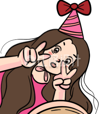 生日快乐可爱女生插画