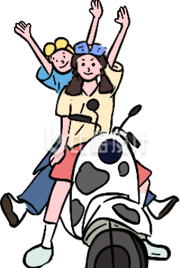 摩托车骑行小孩插画