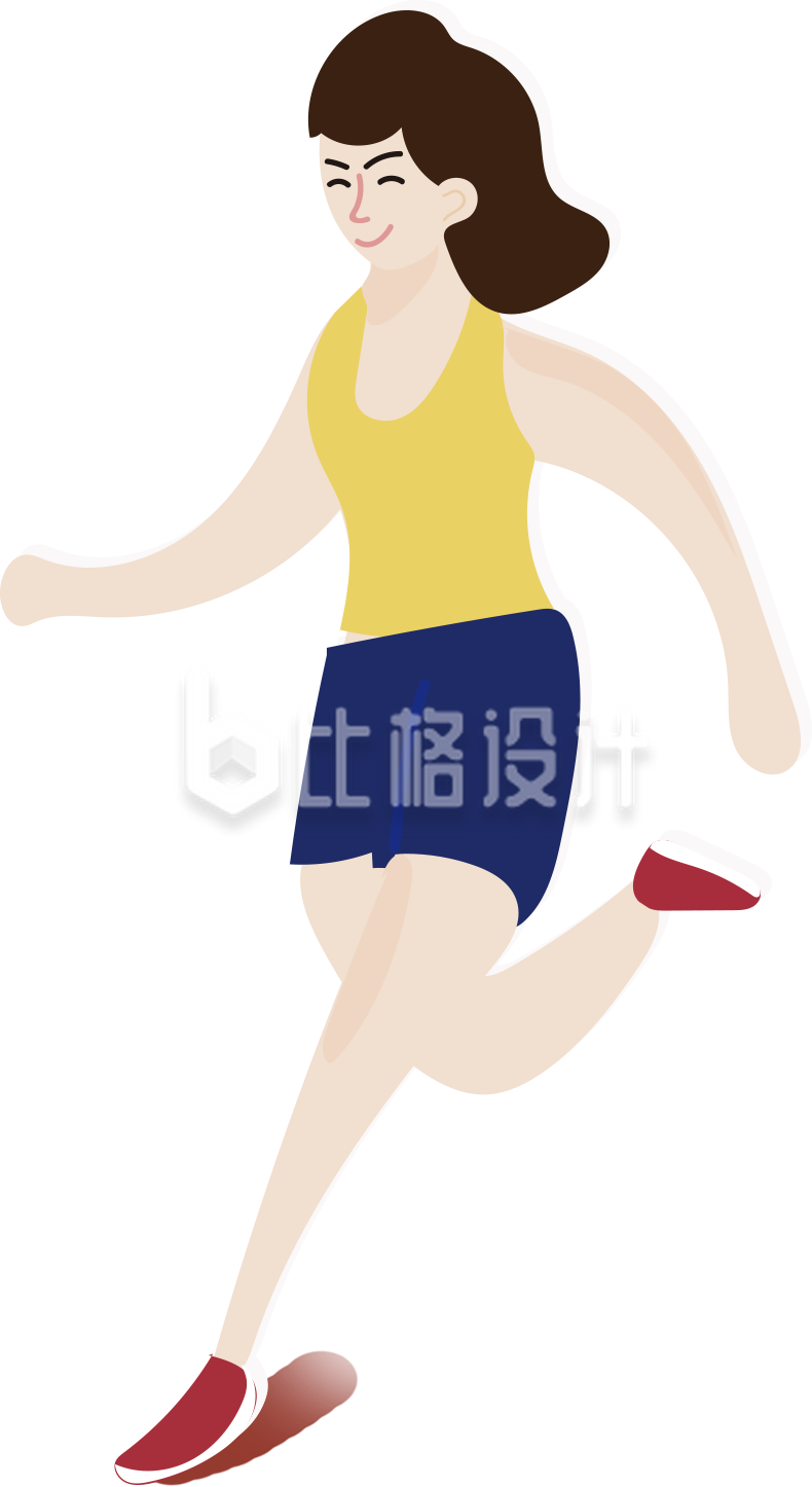 跑步的女汉子插画