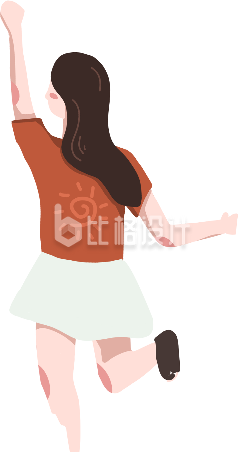 小女孩背影可爱插画