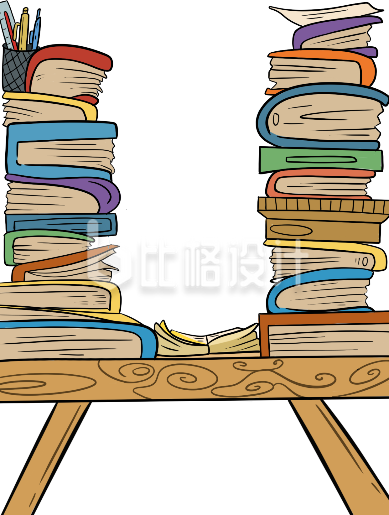 简约桌子书本插画
