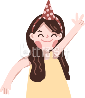 简约小女孩过生日插画