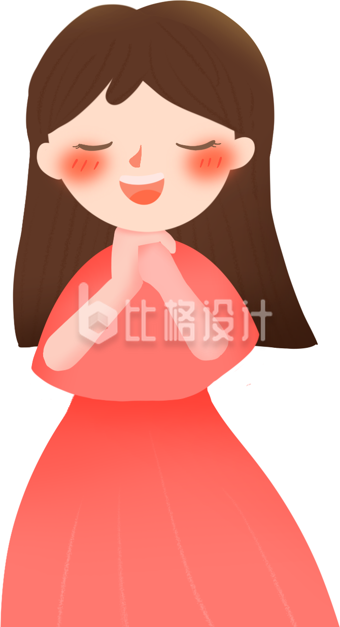 可爱许愿小女孩插画