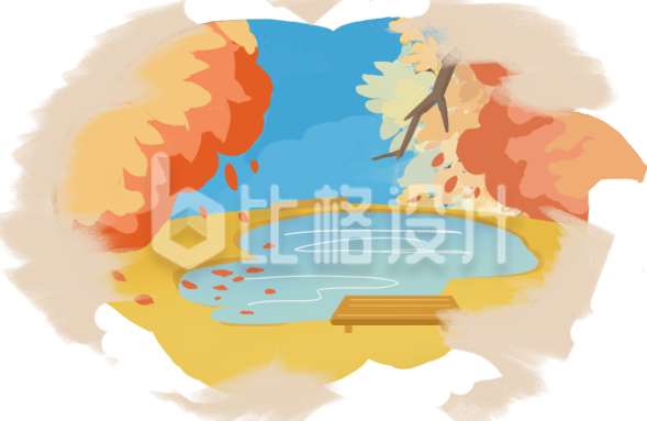 风景水潭插画