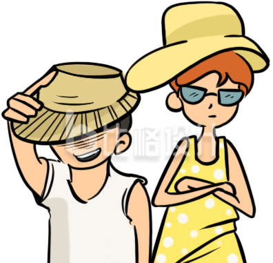 两个人避暑插画