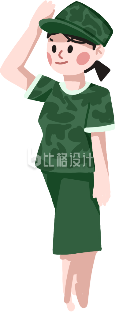 军训小姑娘插画