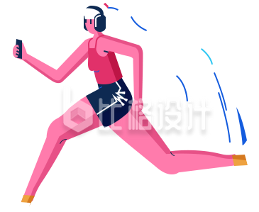 跑步小女生插画