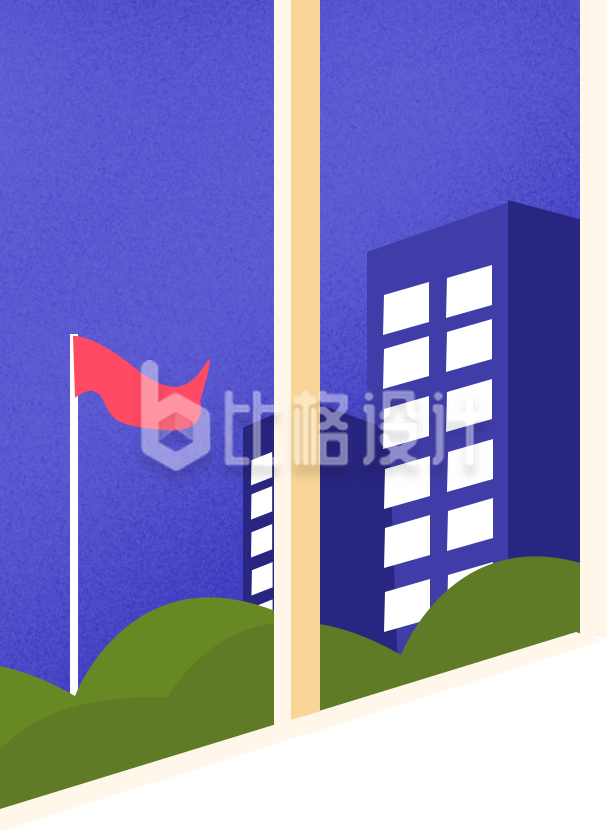 窗户外面的夜景插画