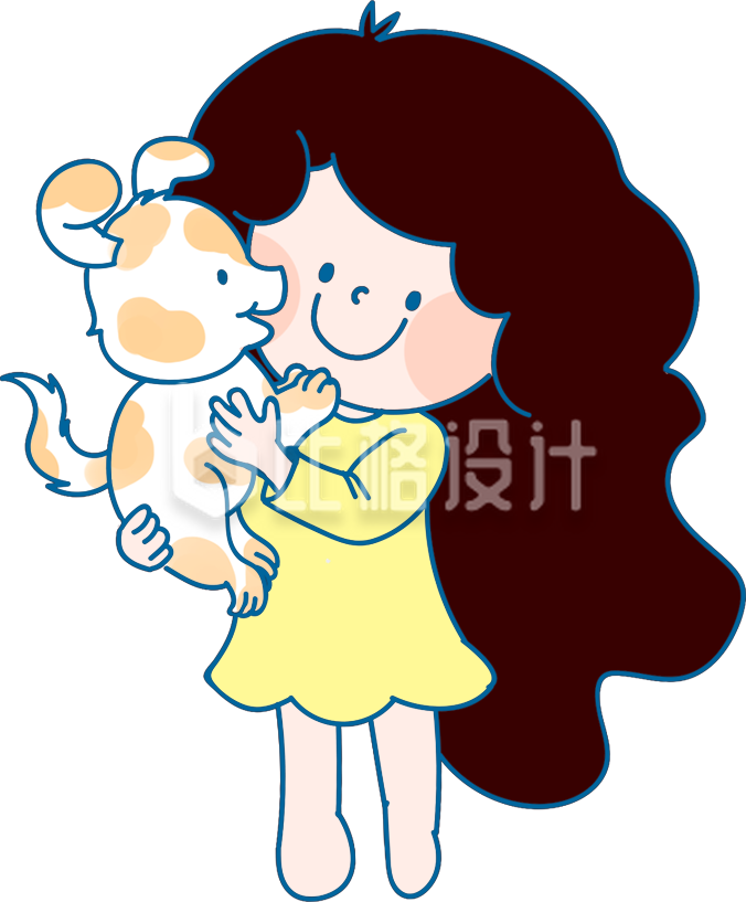 抱着小动物的小女生