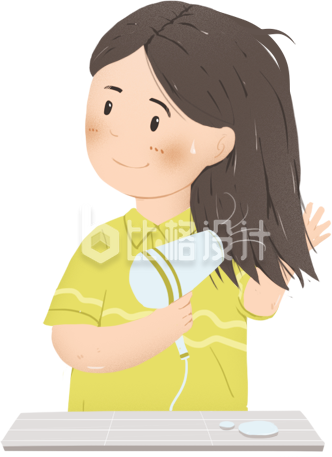 可爱洗头发的小姑娘