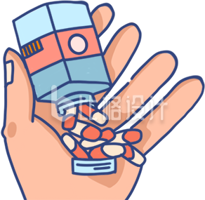 手拿着药品