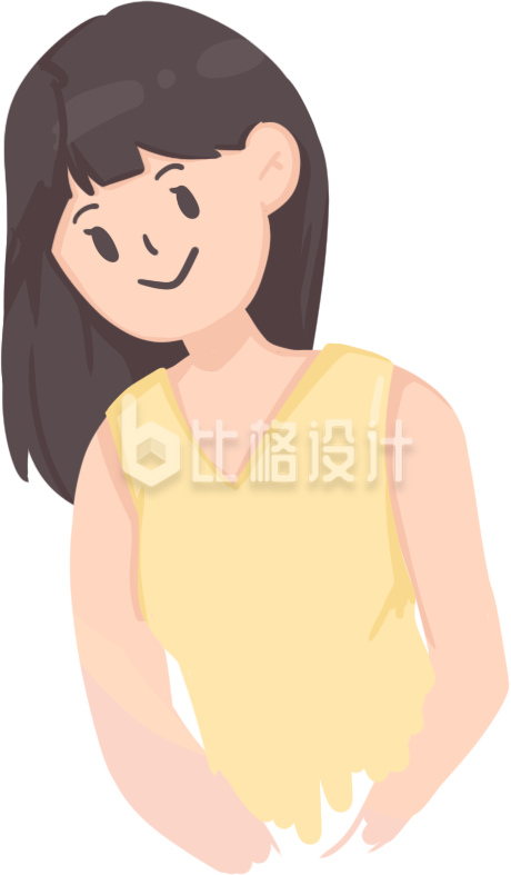 穿着黄色上衣的可爱卡通女孩形象