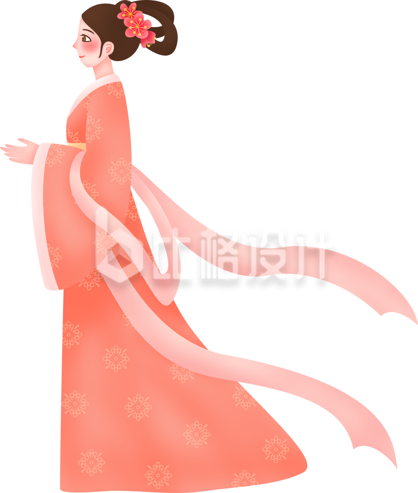 身着传统服饰的古装女子形象图