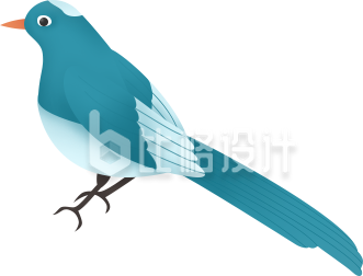 可爱蓝鸟插画 清新风格适合多种宣传物料