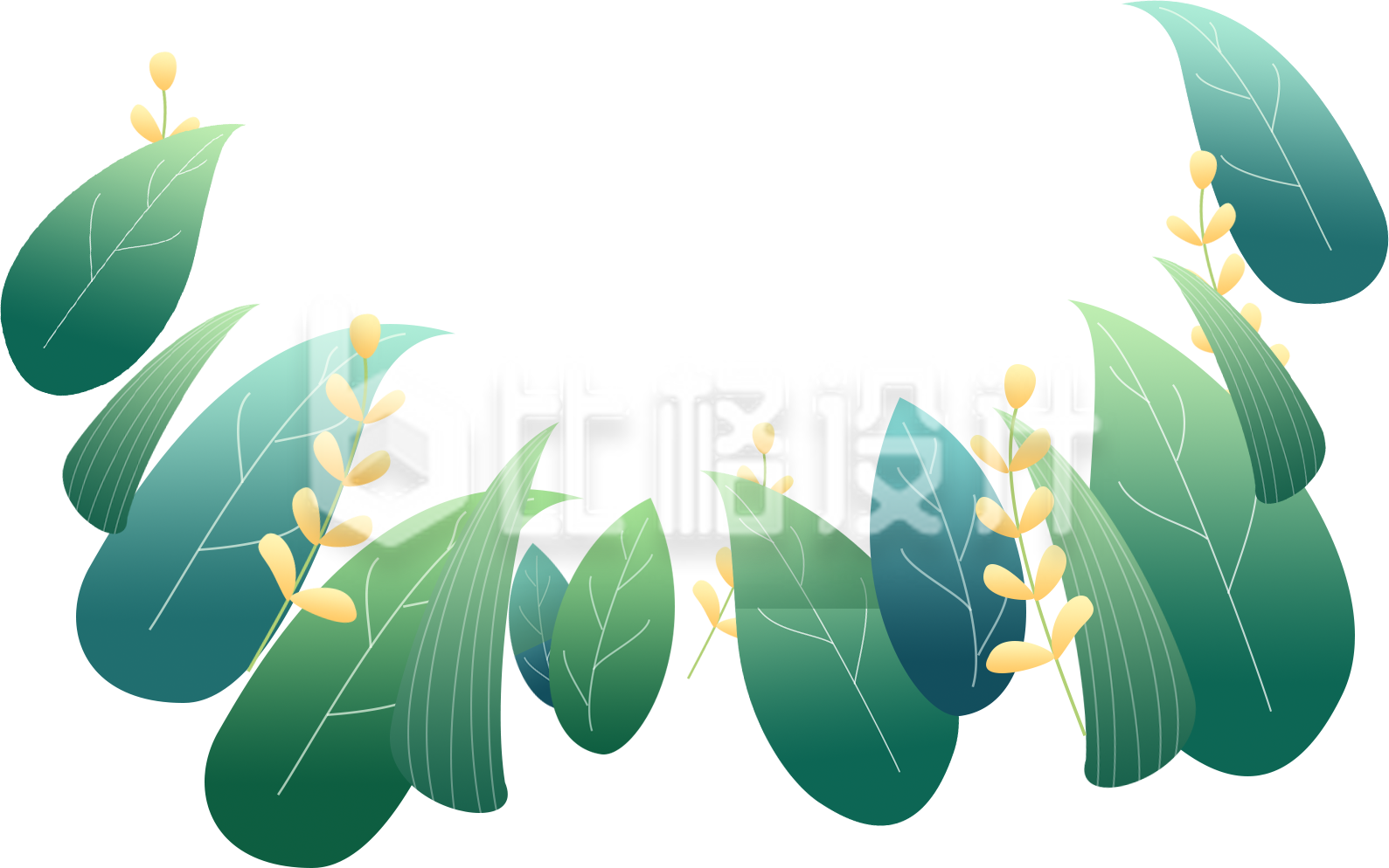 绿叶环绕的清新绿植装饰素材 绿叶环绕的清新绿植装饰素材