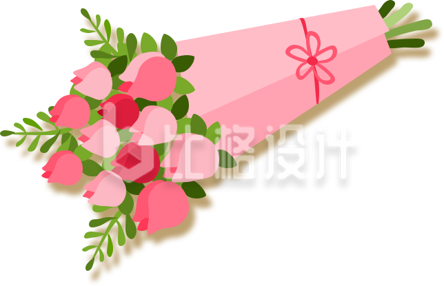 粉色系鲜花花束宣传物料，浪漫氛围满满