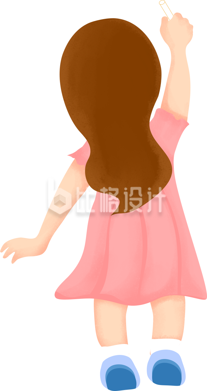 可爱小女孩背影形象的卡通宣传物料
