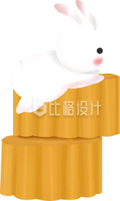 可爱玉兔趴月饼，中秋特色宣传插画