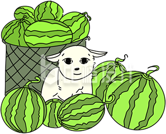 可爱小羊伴西瓜 清新水果主题插画来袭