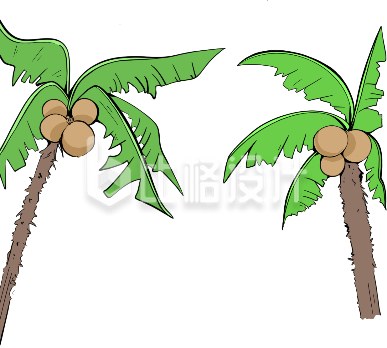 两棵椰子树插图 清新水果类宣传物料