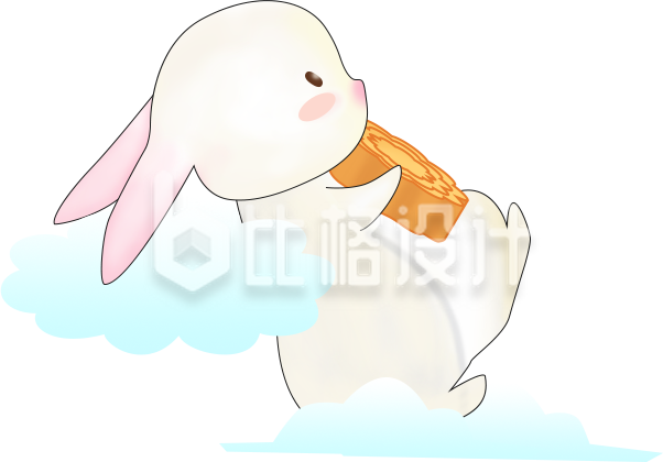 可爱玉兔手持月饼形象 中秋宣传卡通图 可爱玉兔手持月饼形象 中秋宣传卡通图