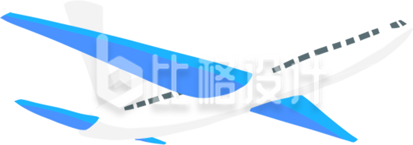 蓝白飞机形象图，助力航空行业宣传物料