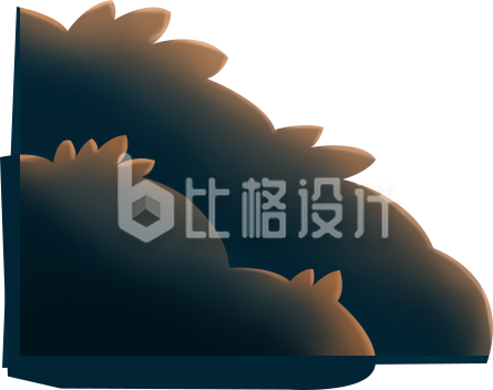 深色系灌木图案，适用于装饰的插画素材