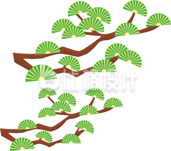 绿色扇状树叶树枝图 清新装饰素材