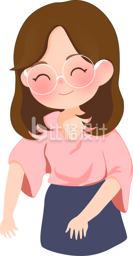 戴眼镜的卡通女孩形象可爱的宣传物料图 戴眼镜的卡通女孩形象可爱的宣传物料图