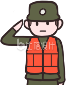 敬礼的军人形象 正能量宣传卡通插画 敬礼的军人形象 正能量宣传卡通插画