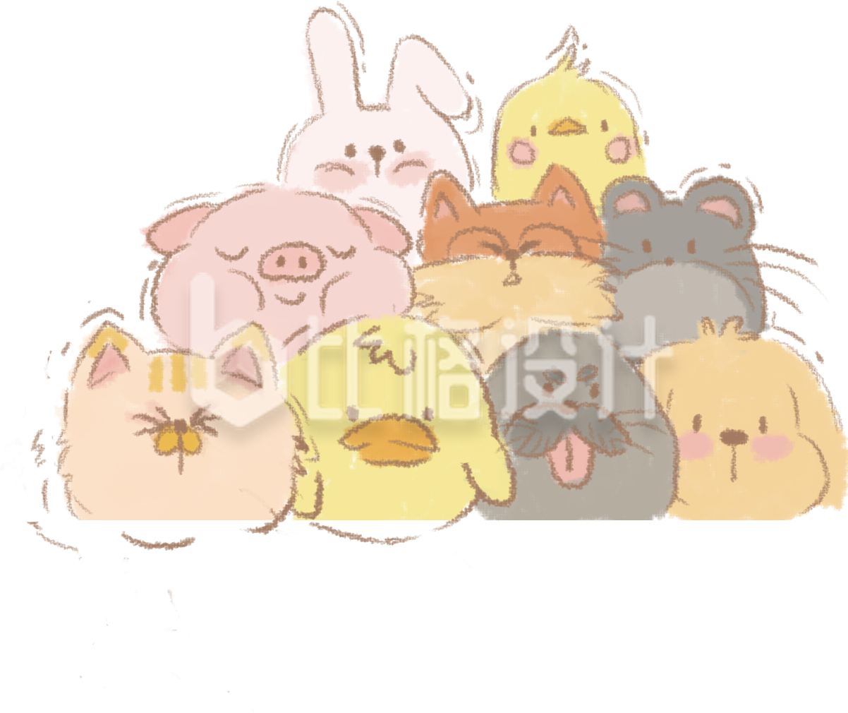 可爱萌系小动物大集合插画海报 可爱萌系小动物大集合插画海报