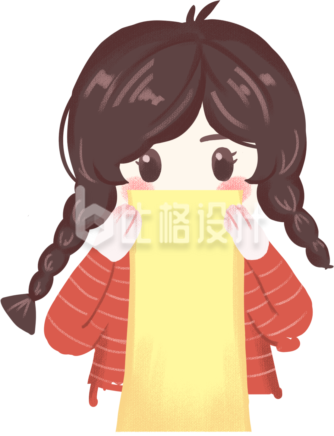 可爱女孩手持黄纸 趣味表情萌动人心
