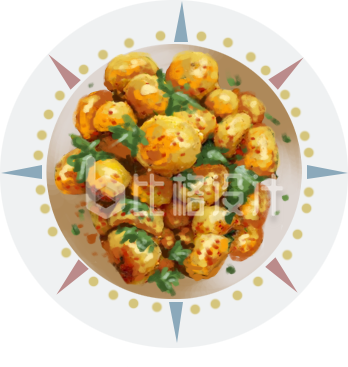 美味中式油炸丸子，诱人食欲的美食宣传图