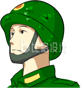 头戴绿军帽的军人形象宣传插画