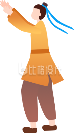 古装人物做运动姿态的扁平插画