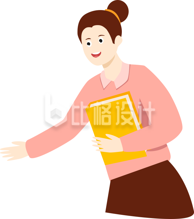 教师手持书本展现教学风采的卡通插画 教师手持书本展现教学风采的卡通插画