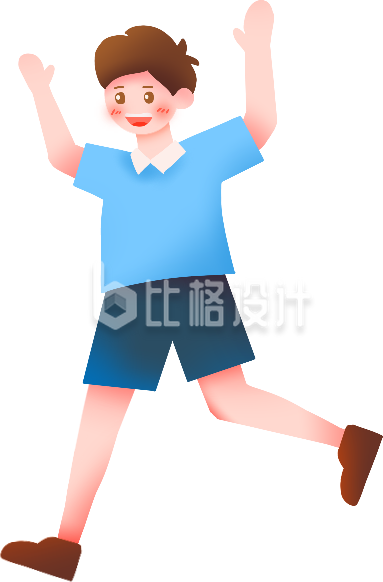 穿着蓝色上衣的运动男孩活力奔跑形象图