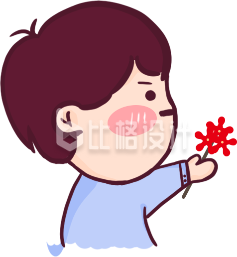 可爱卡通人物手持红花 浪漫情人节氛围满满 可爱卡通人物手持红花 浪漫情人节氛围满满