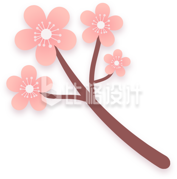 桃花花朵和枝干