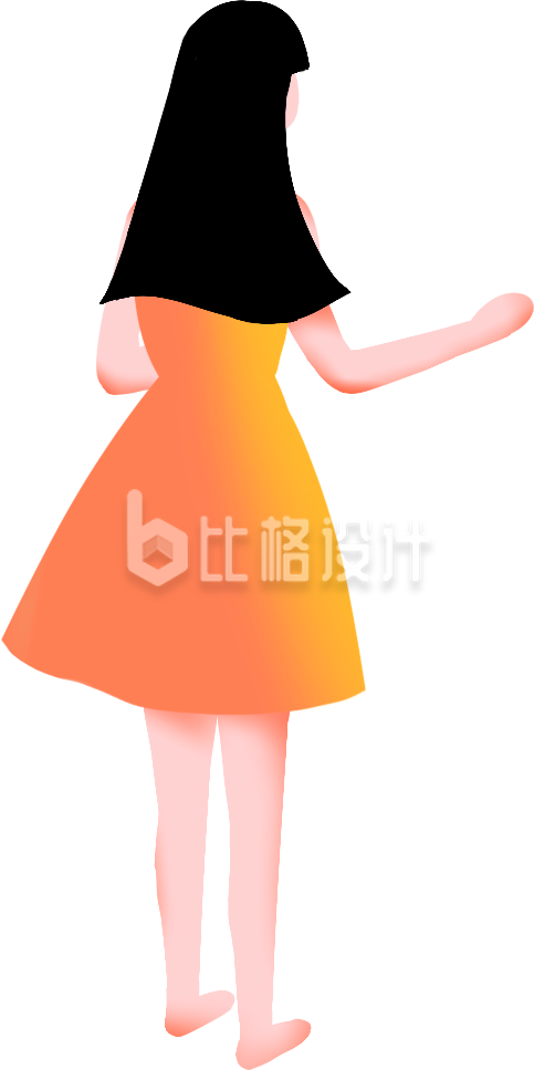 手绘女生背影