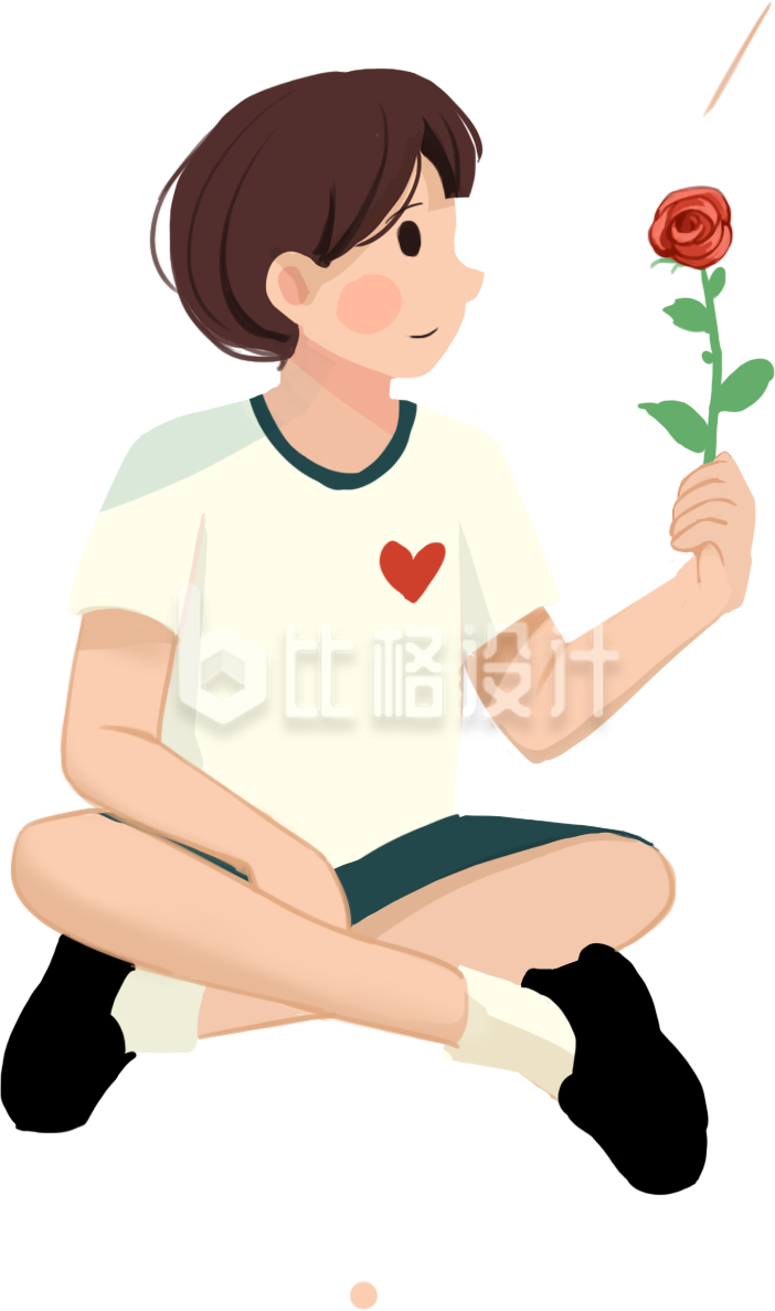 手拿鲜花的男孩