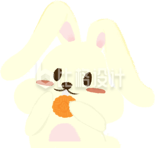 可爱卡通兔子吃月饼插画