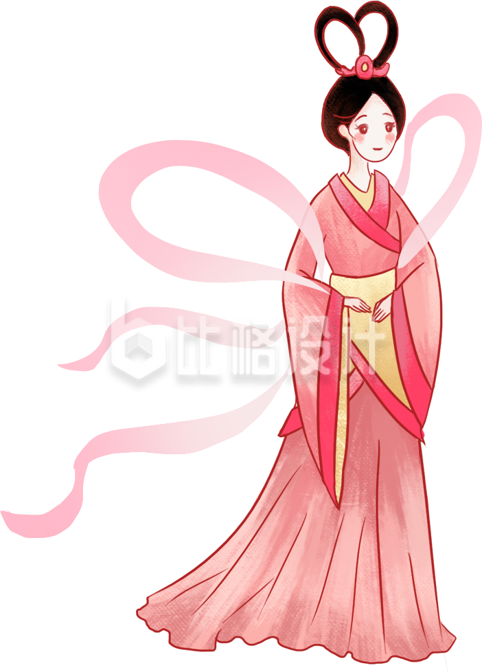 手绘卡通国潮风织女人物插画 手绘卡通国潮风织女人物插画