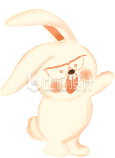 手绘卡通可爱月兔兔子插画